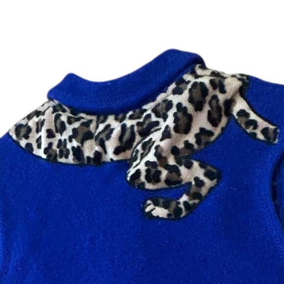Vintage Blue Wool Leopard  Zip up Sweater Vest / Women’s Small - - Picture 4 of 5